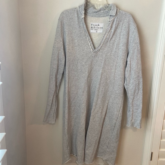 Frank & Eileen Heather Gray Nicole Long Sleeve Fleece Popover Polo Dress Size L - Picture 4 of 7